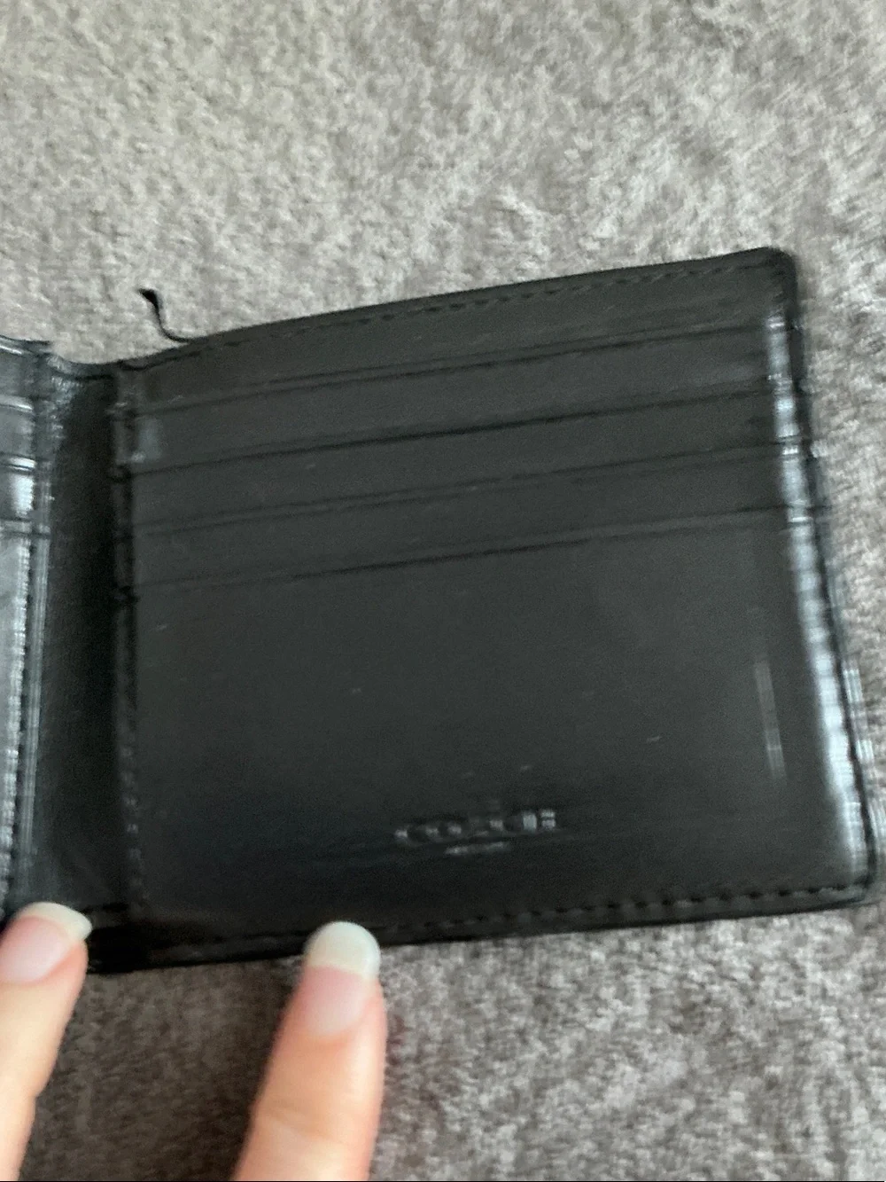Men's Coach Black Monogram Bi-Fold Wallet, Black